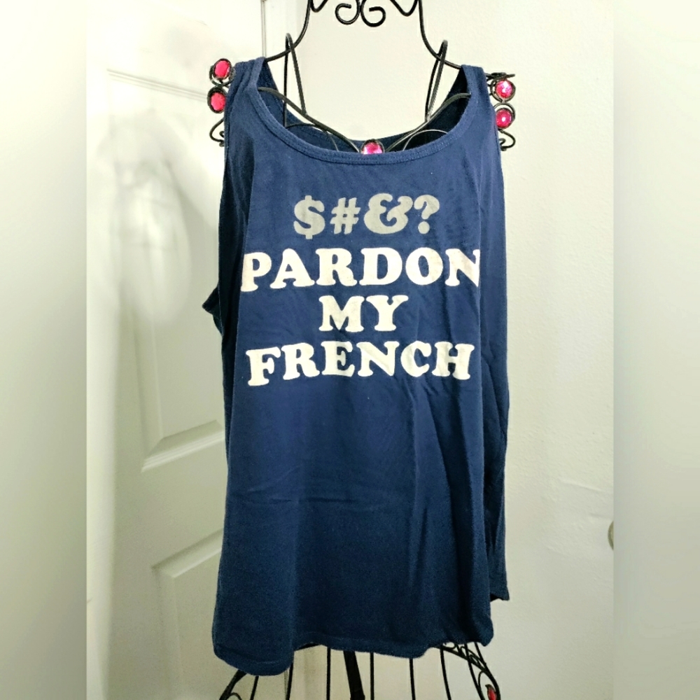 Torrid pardon my French tank top size 1X navy blue
